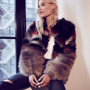 Free People Scarlet Faux Fur Jacket in Red…